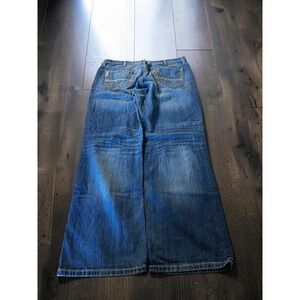 Cinch Grant Jeans Mens 38x34 Blue Relaxed Bootcut Heavy Stitch Western Cowboy
